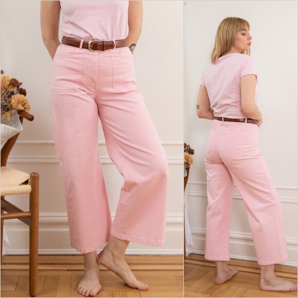 LOUP NYC $198 2X Pink Simon Pants Crop Wide Leg Made in USA - Picture 1 of 11